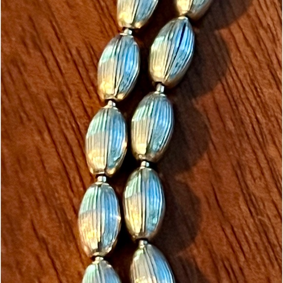 34" L (17" drop) Two Strand Yellow Gold Tone Beaded Chain Necklace - Picture 5 of 6